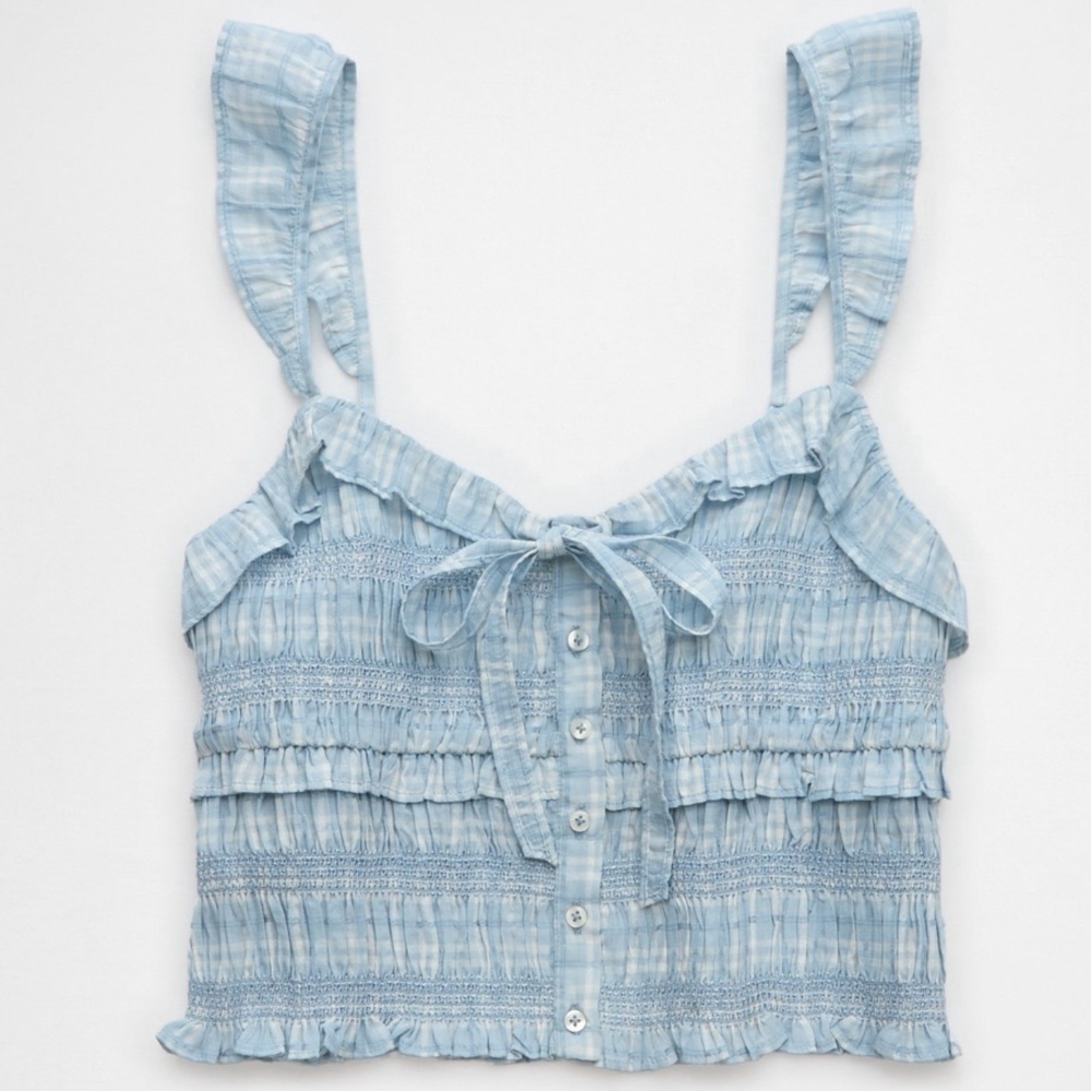 American Eagle Smocked Ruffle Tank Top